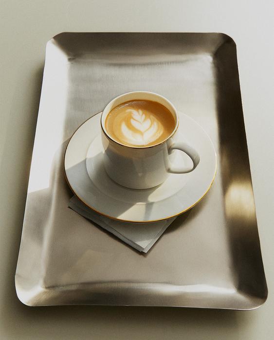 RIMMED BONE CHINA TEACUP AND SAUCER