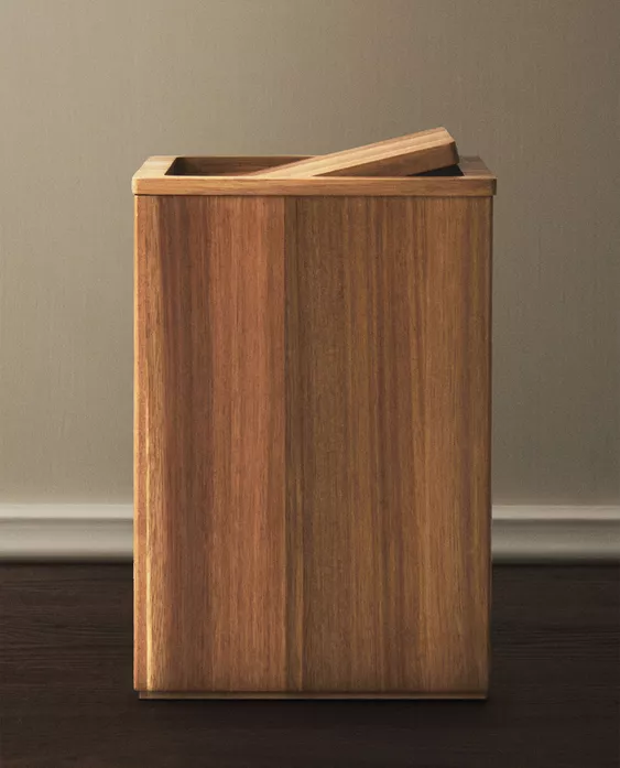 LARGE SQUARE WOODEN BATHROOM BIN
