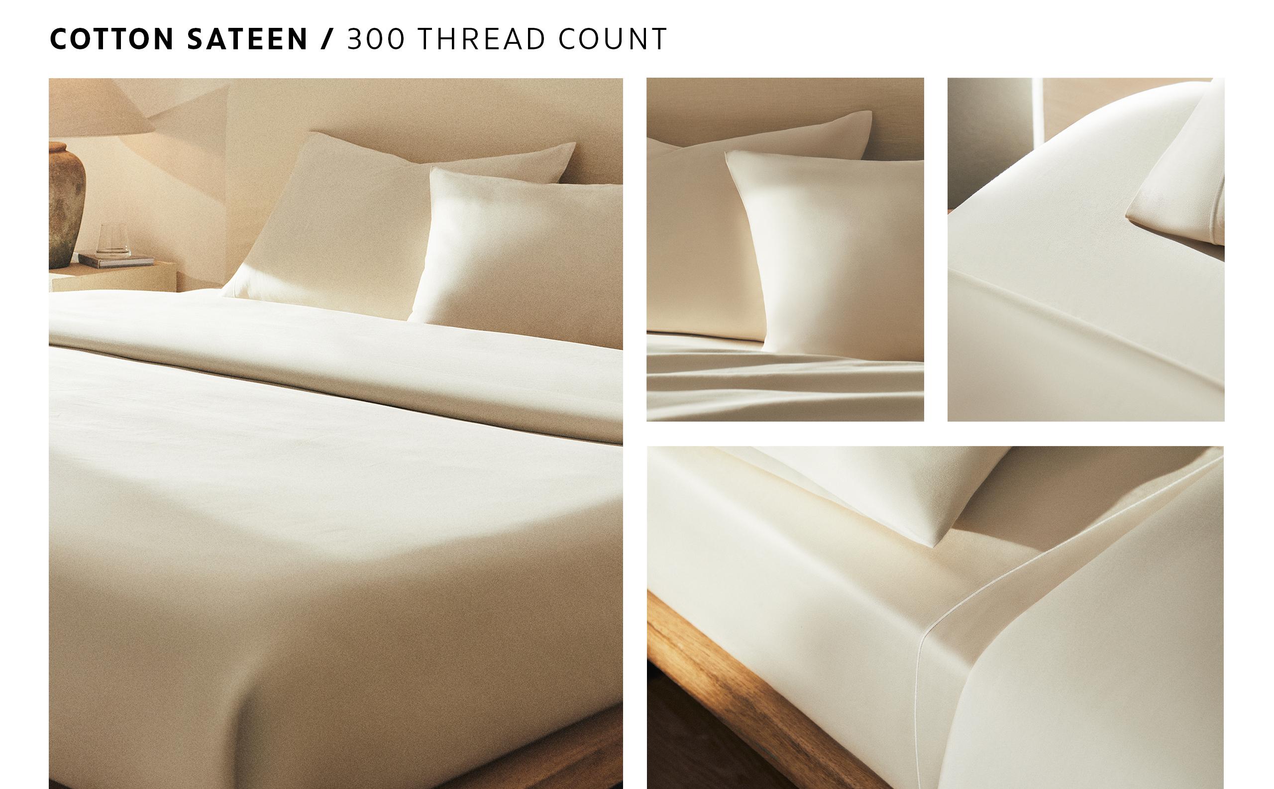 (300 THREAD COUNT) SET OF COTTON SATEEN SHEETS