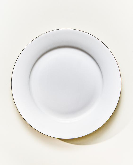 RIMMED BONE CHINA DESSERT PLATE