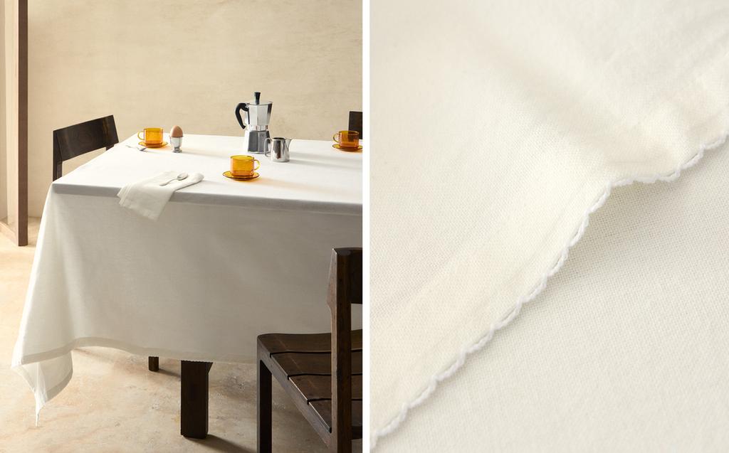 PLAIN SCALLOPED TABLECLOTH
