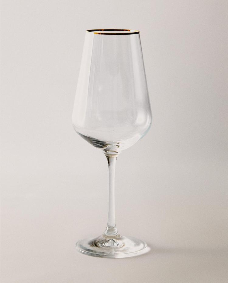 金色边缘波西米亚水晶玻璃高脚杯