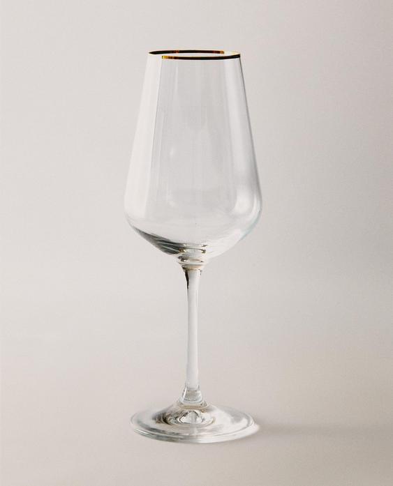 金色边缘波西米亚水晶玻璃高脚杯