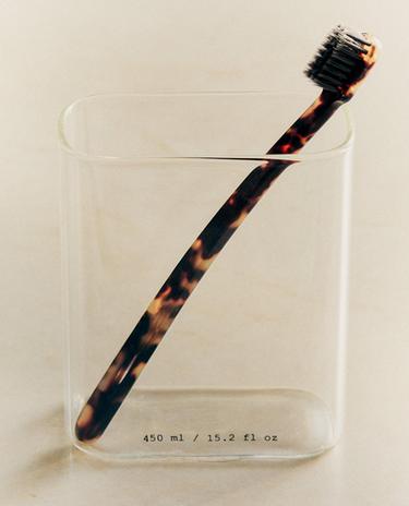 字母印花硼硅玻璃牙刷杯