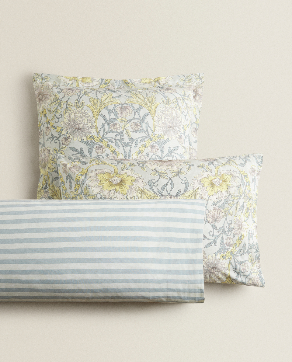 FLORAL PILLOWCASE WITH STRIPES