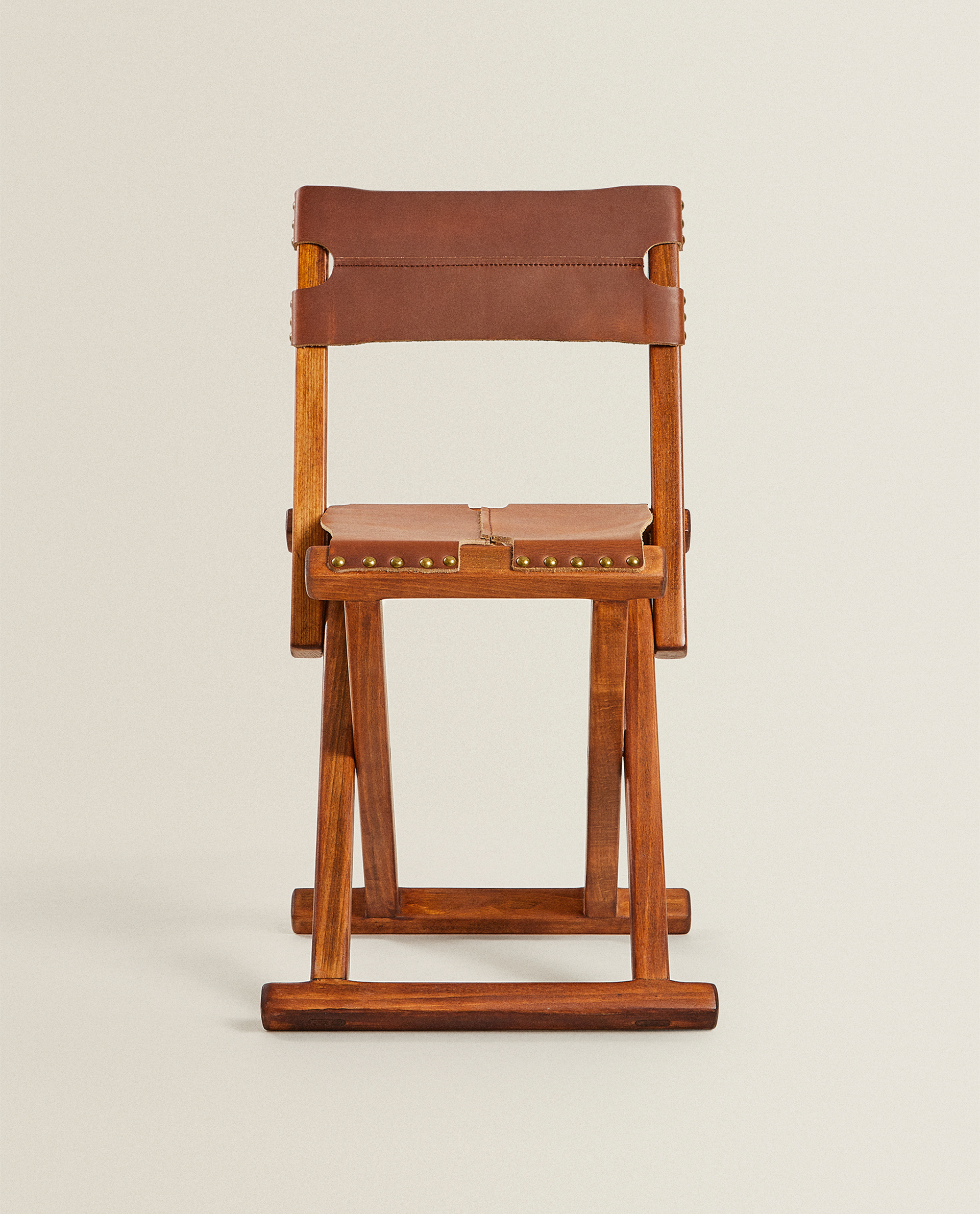 Folding Wood And Leather Chair, Foldable Leather Chair