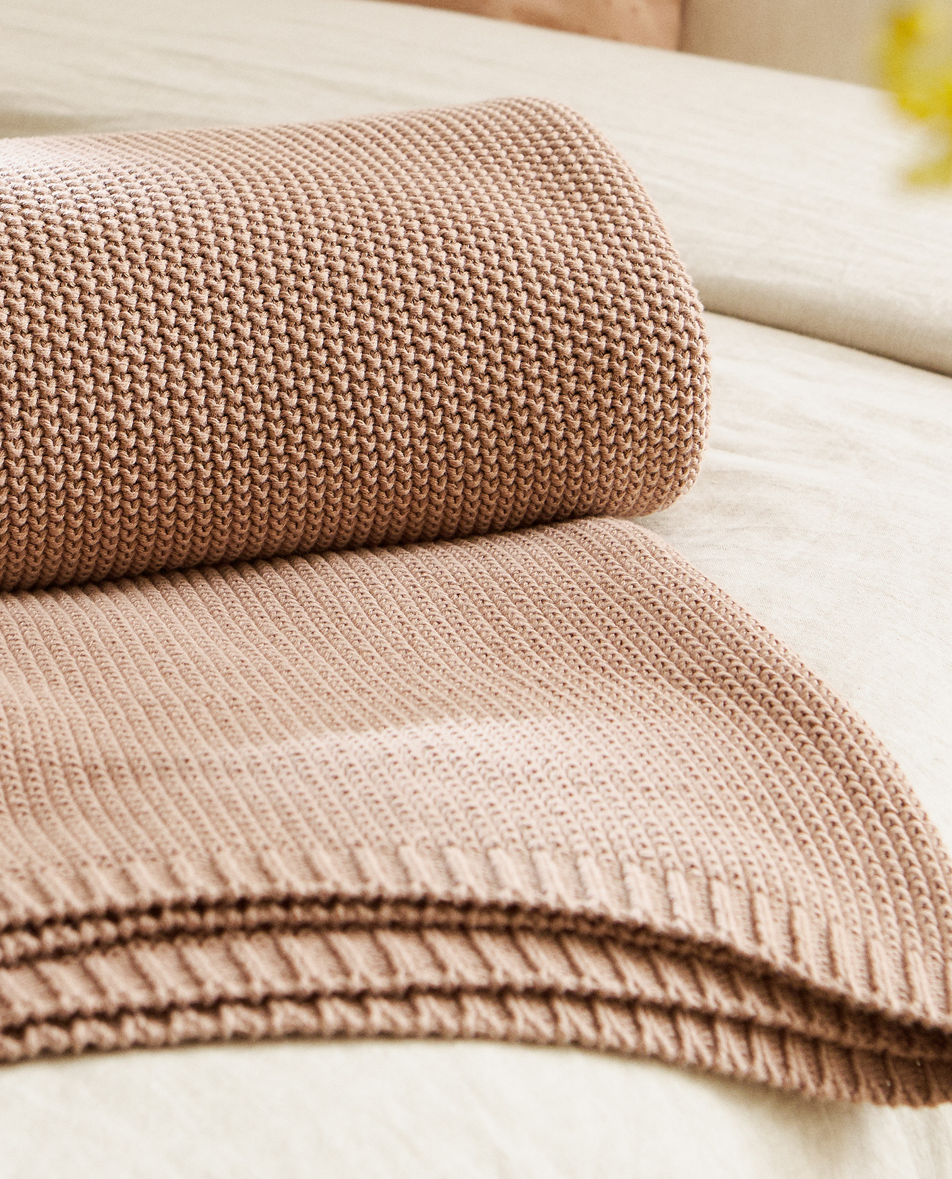 Cotton Knit Blanket Blankets Living Room New Aw21 Collection Zara Home