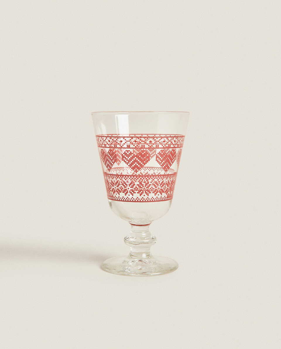 WINE GLASS WITH CHRISTMAS TRANSFER