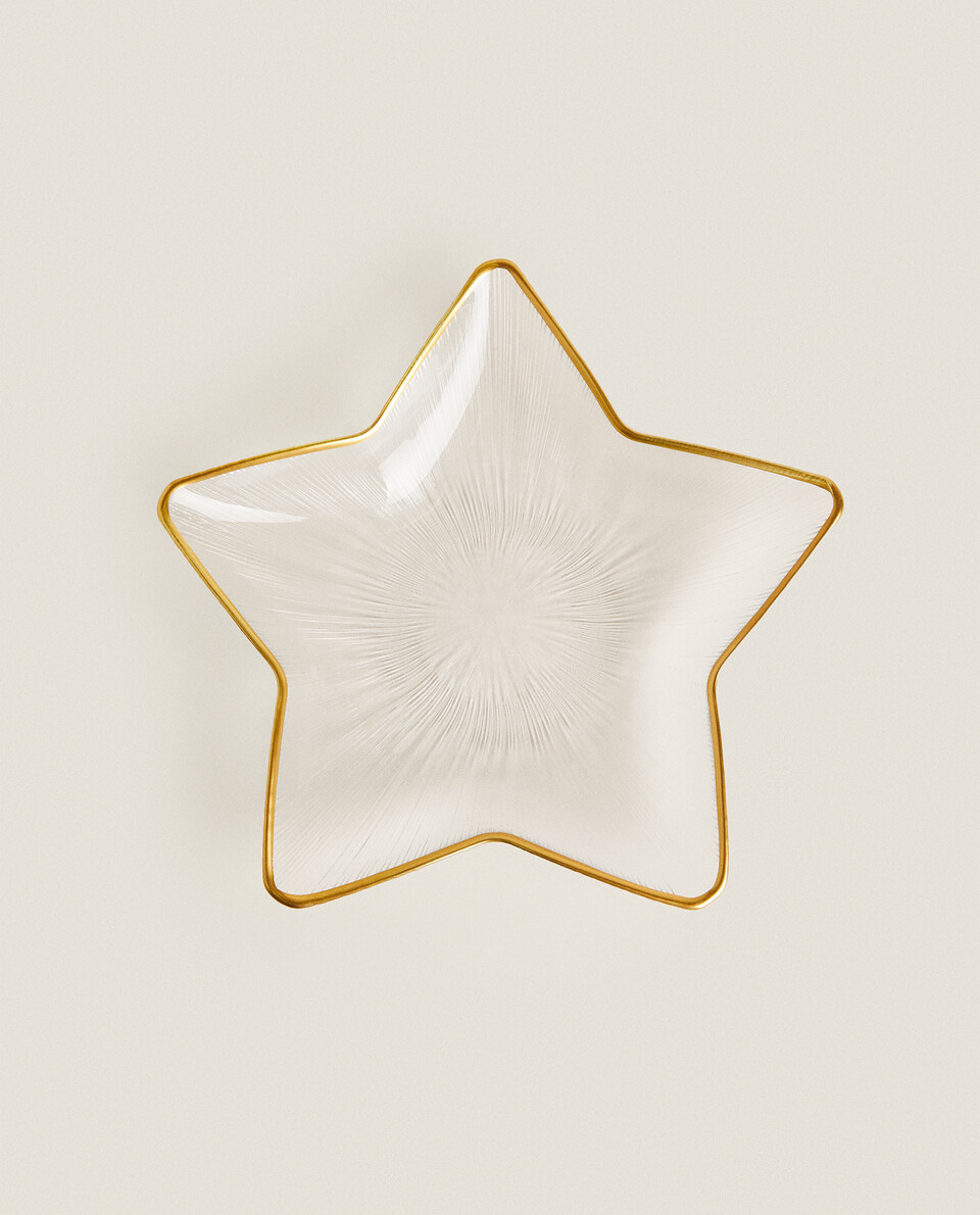LARGE STAR SERVING DISH WITH GOLD RIM