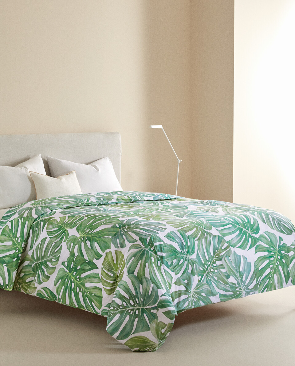 monstera leaf duvet cover