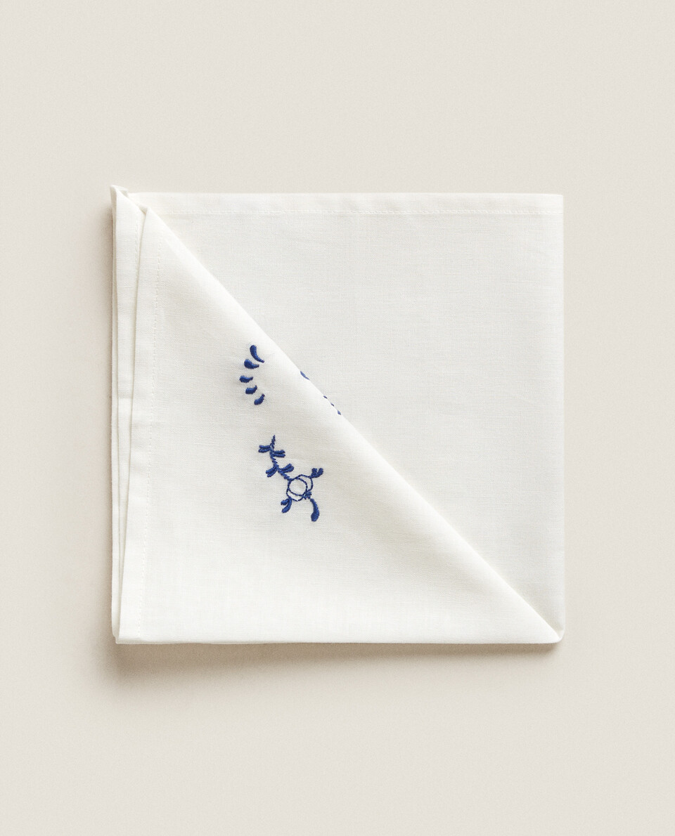刺绣亚麻餐巾（2件装）