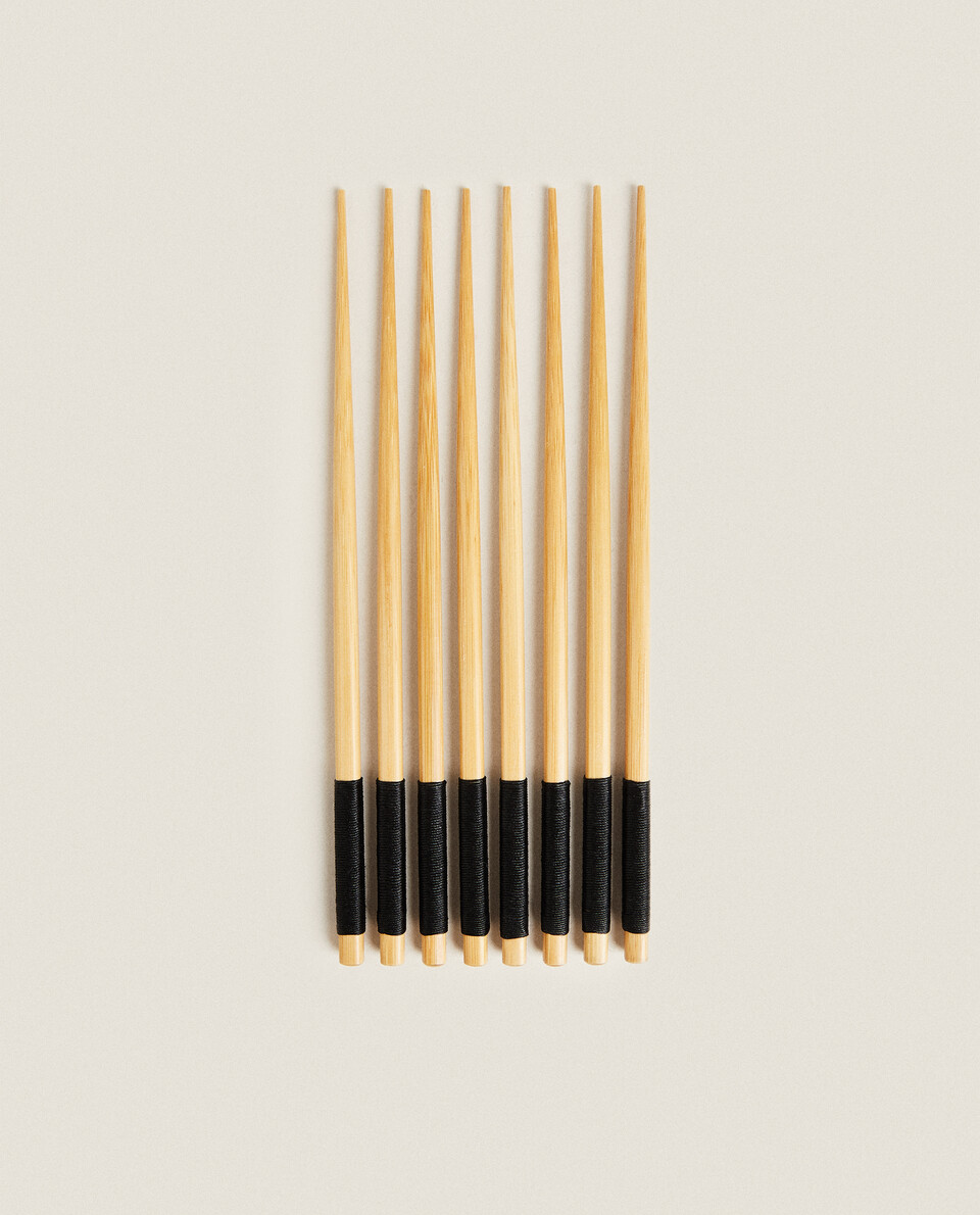 WOOD AND CORD CHOPSTICKS (PACK OF 8)