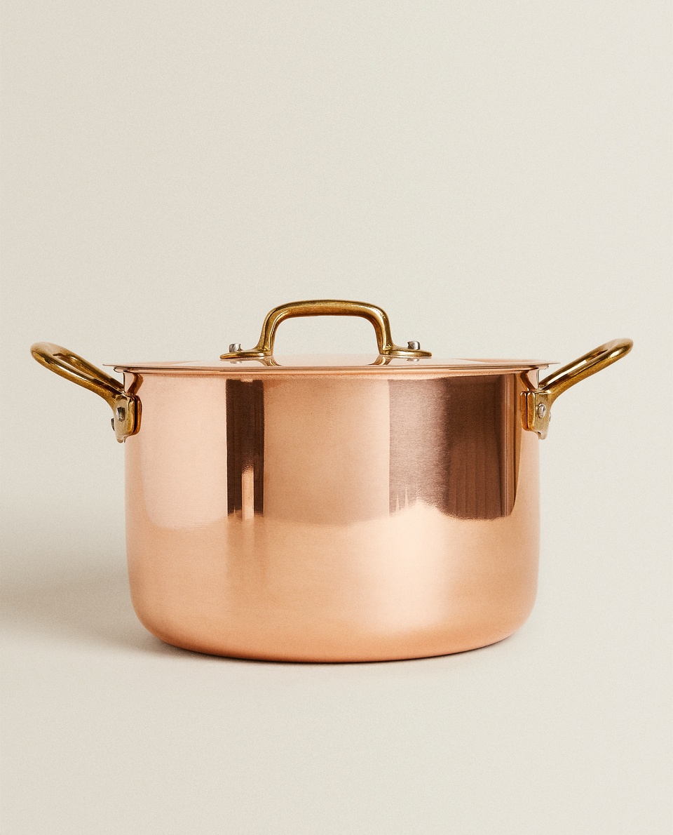 COPPER AND BRASS POT WITH LID