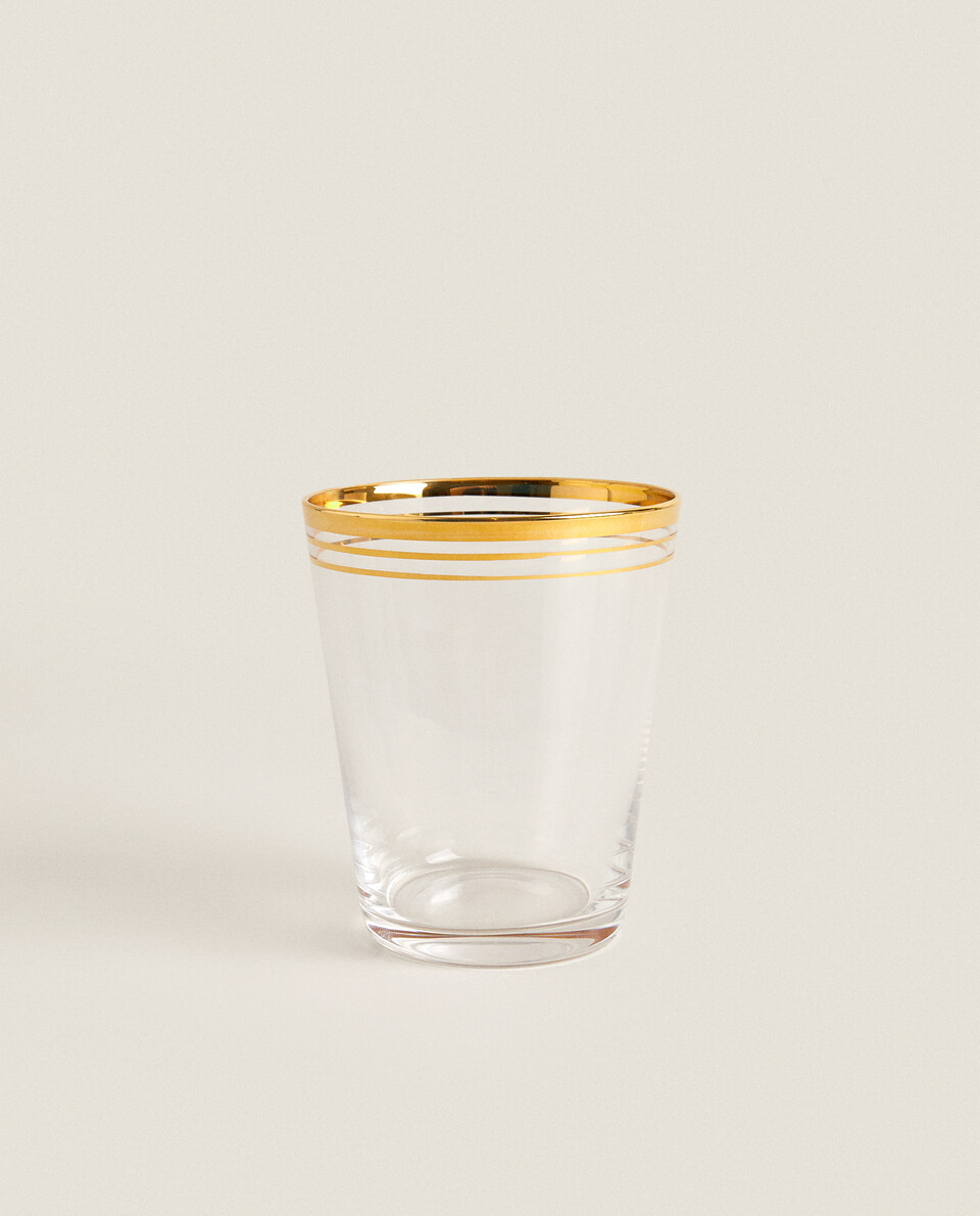 GLASS TUMBLER WITH GOLD DETAIL