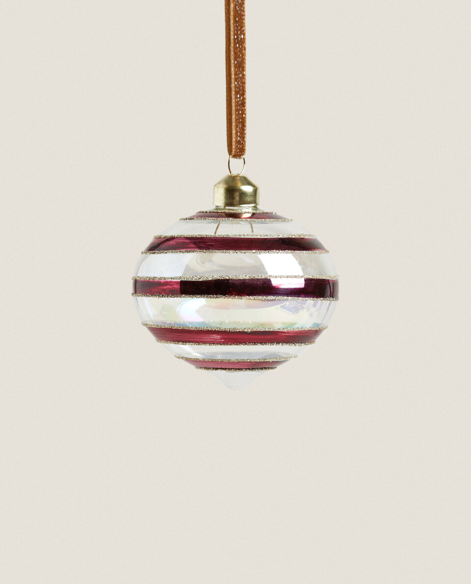 CHRISTMAS BAUBLE WITH MAROON LINES