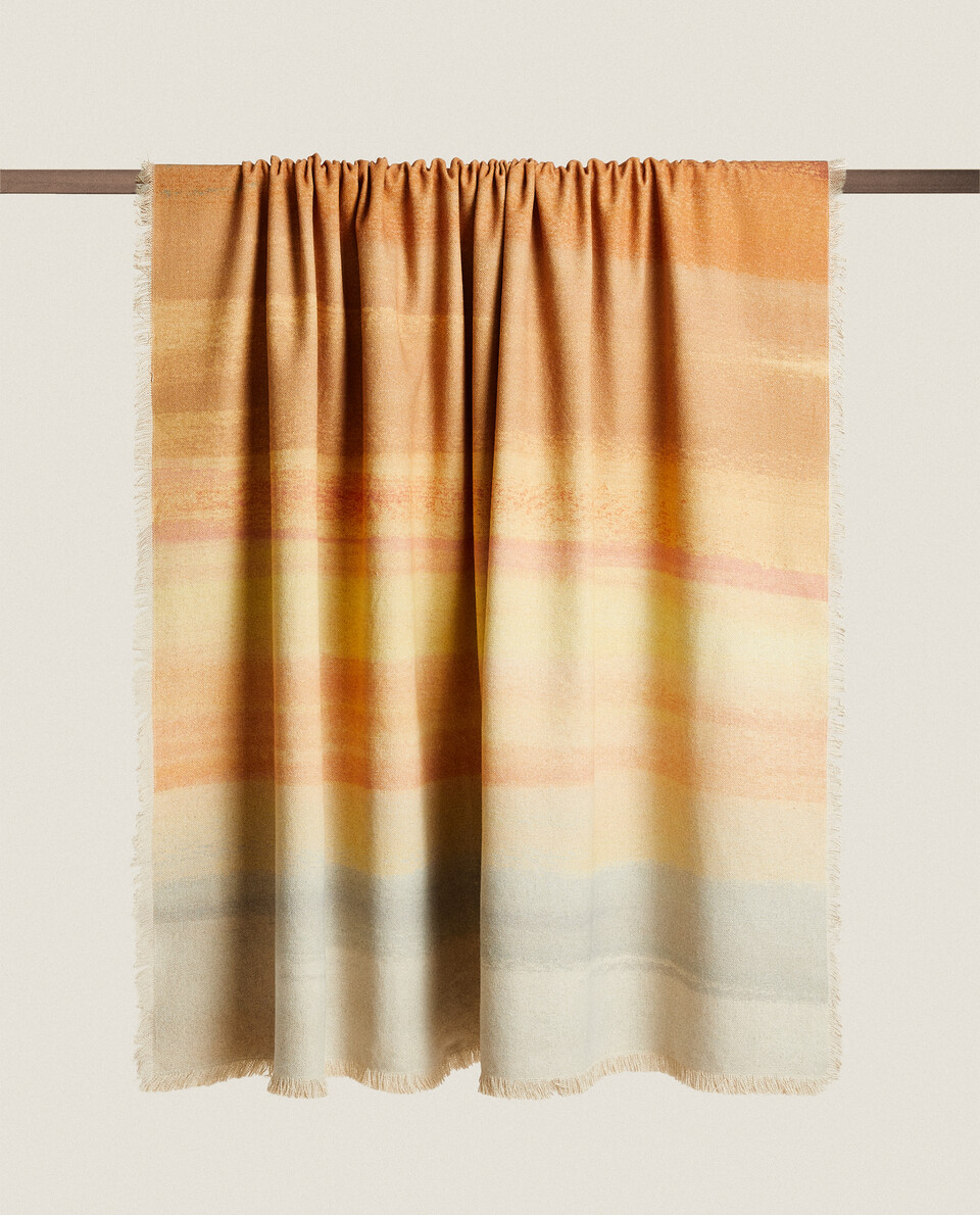 MULTICOLOURED BLANKET WITH LINEN