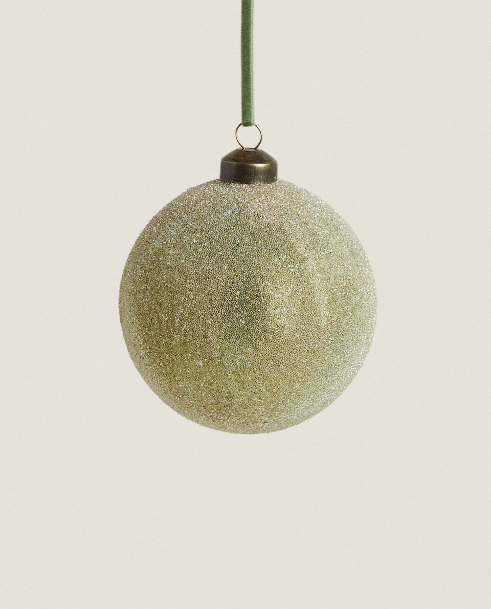 SPARKLY GREEN CHRISTMAS BAUBLE