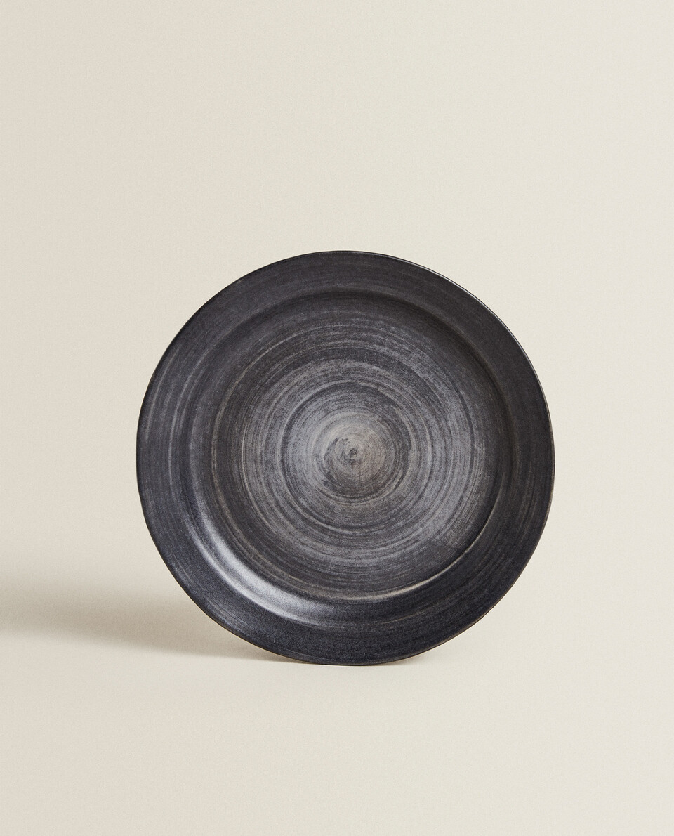 黑色螺旋纹理炻瓷甜点盘