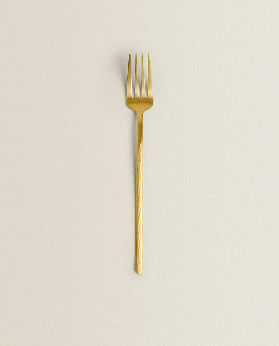 锤纹金色餐叉