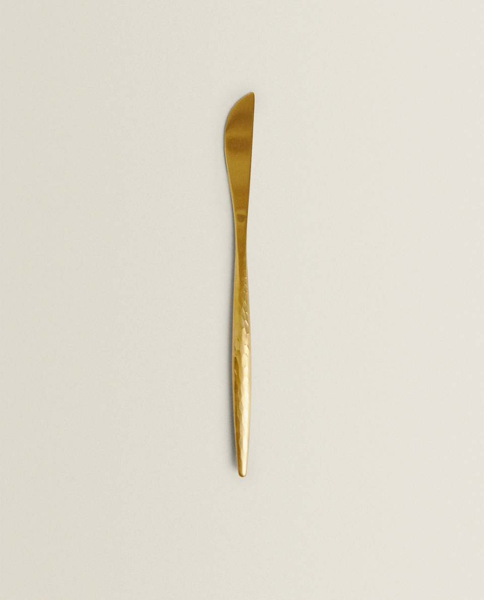 锤纹金色餐刀