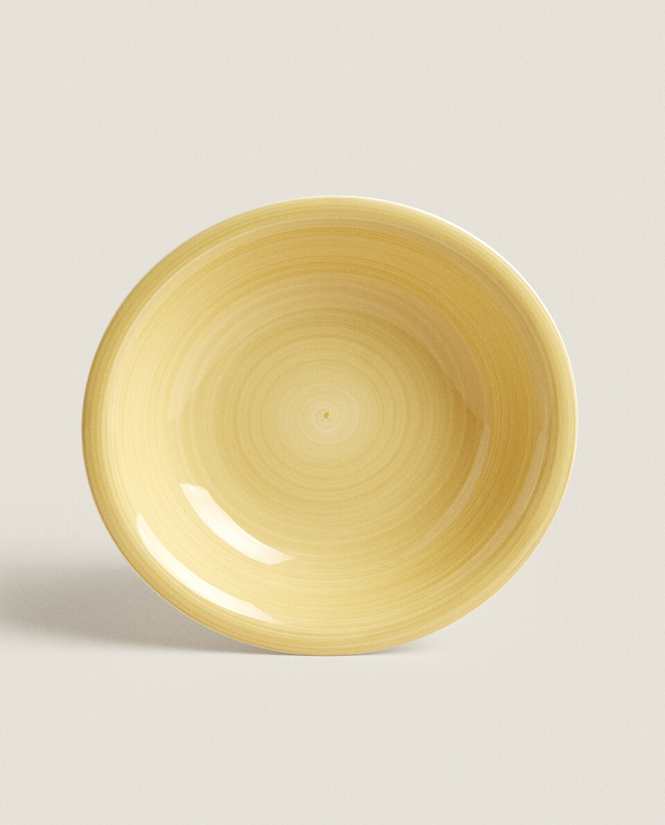 EARTHENWARE SOUP PLATE WITH SPIRAL DESIGN