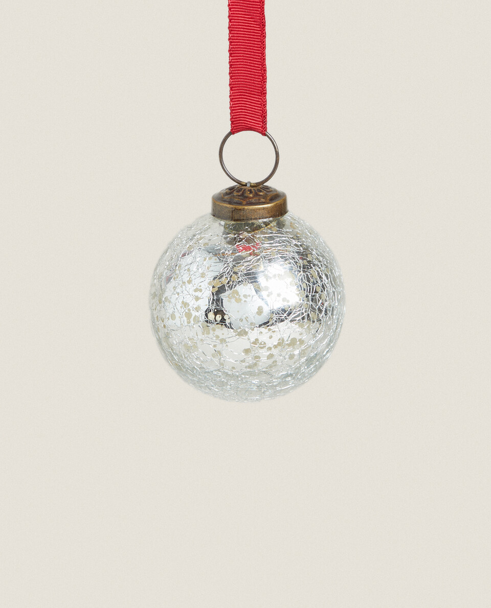 SMALL SILVER MERCURISED CHRISTMAS BAUBLE