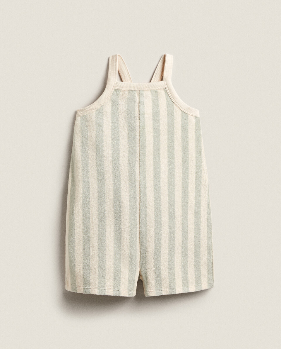 STRIPED TERRYCLOTH DUNGAREES