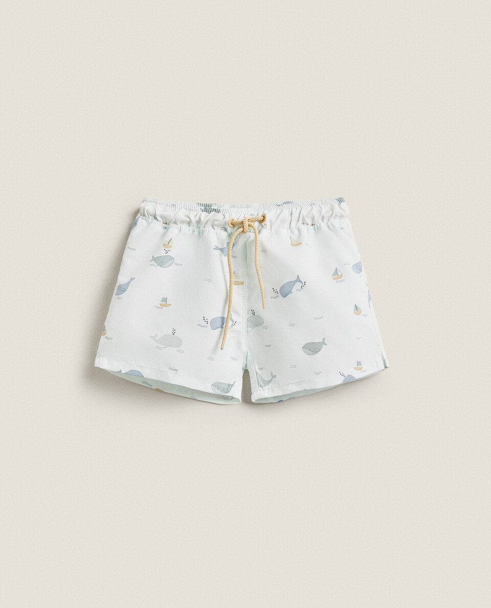 WHALE PRINT SWIMMING TRUNKS