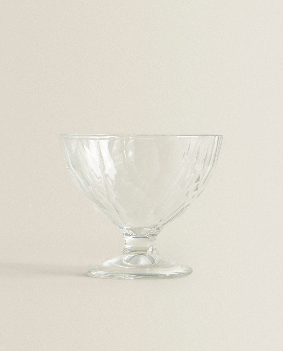 菱形纹浮雕玻璃冰淇淋杯