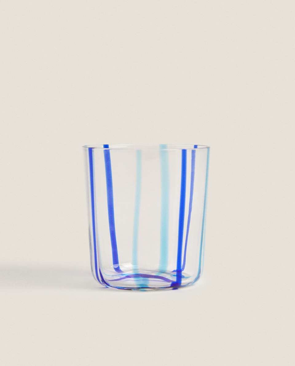彩色线条玻璃杯