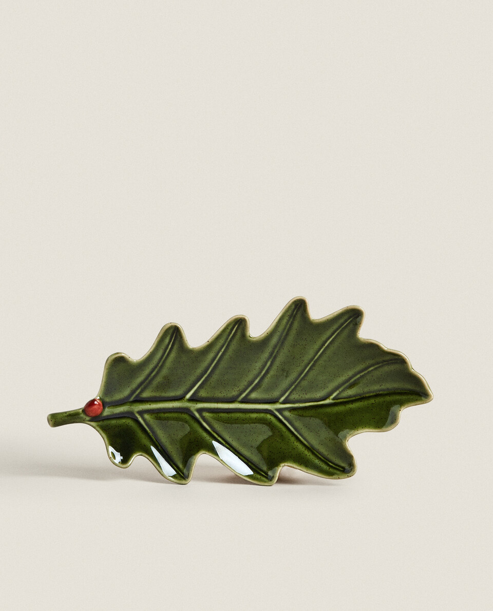 SMALL HOLLY LEAF SERVING DISH