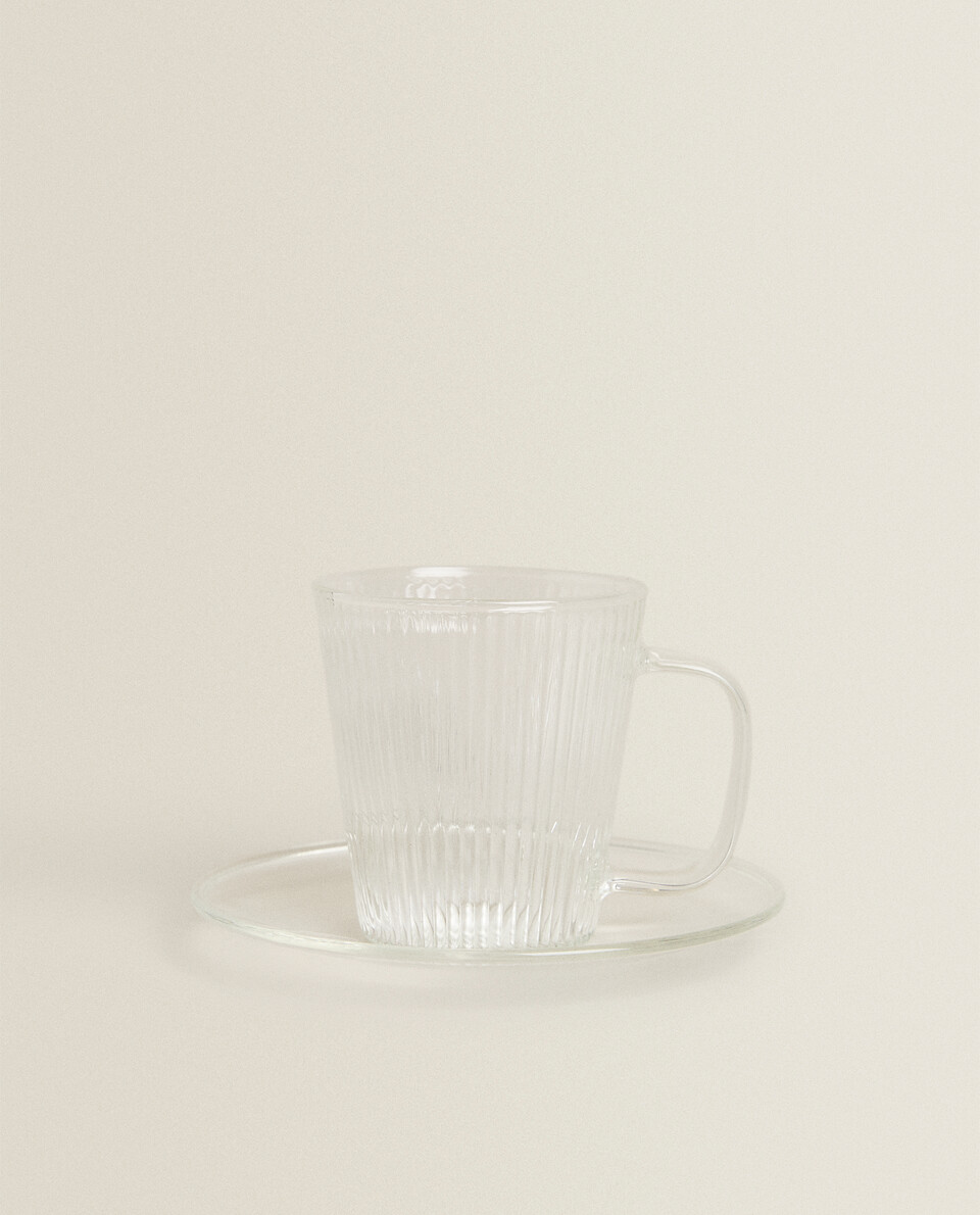 BOROSILICATE GLASS COFFEE CUP AND SAUCER