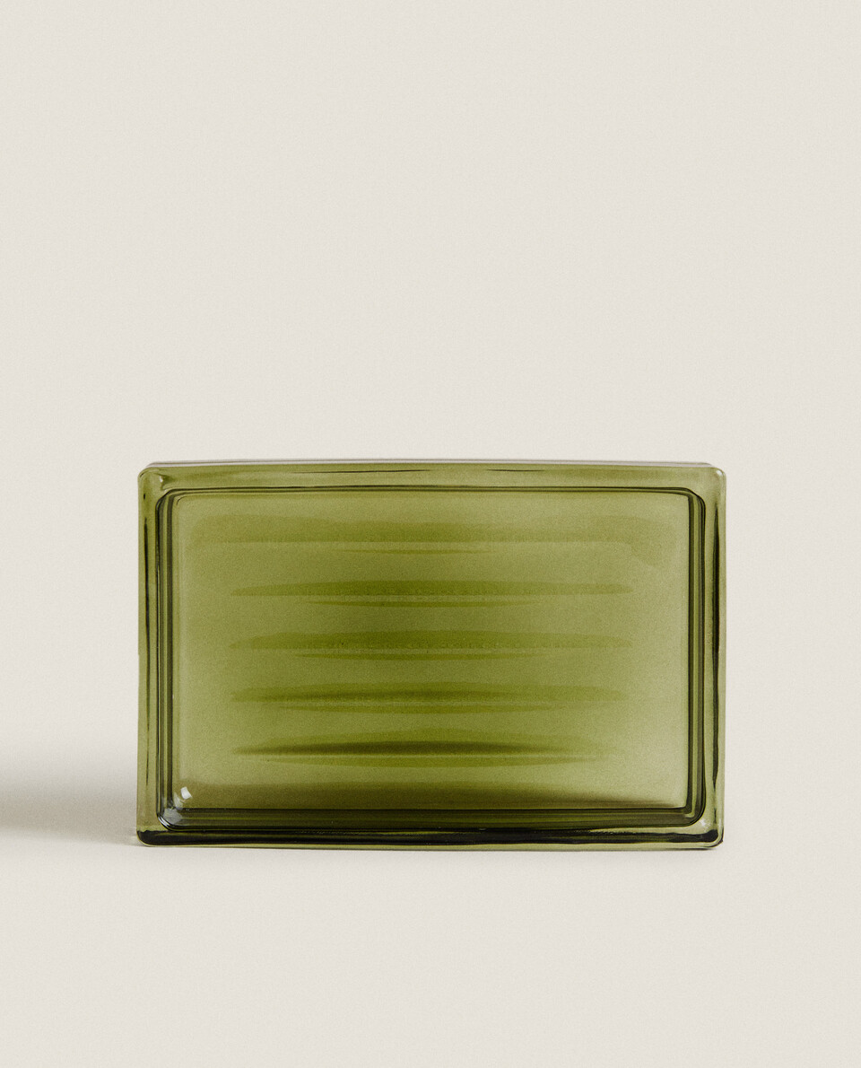 绿色玻璃香皂盒