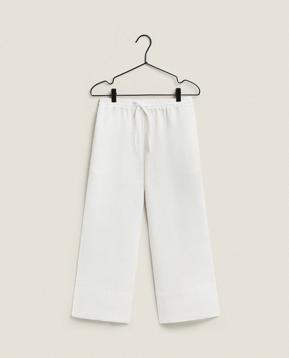 CROPPED LINEN TROUSERS
