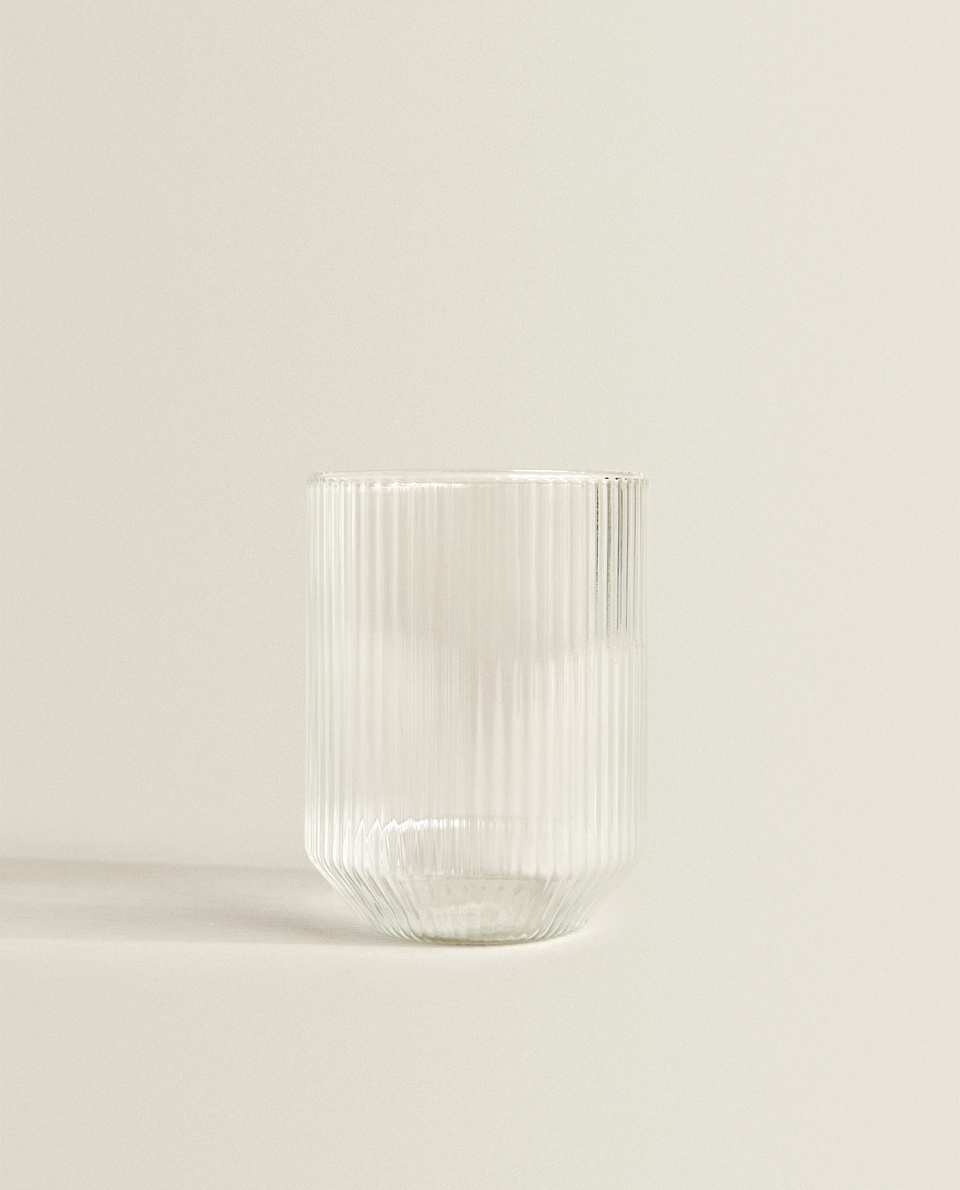 线条浮雕硼硅玻璃杯