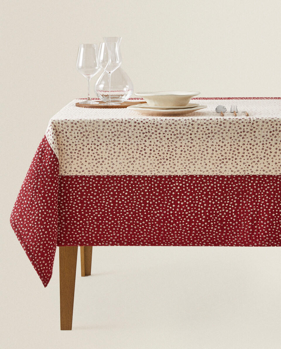 印花绗缝棉质桌布
