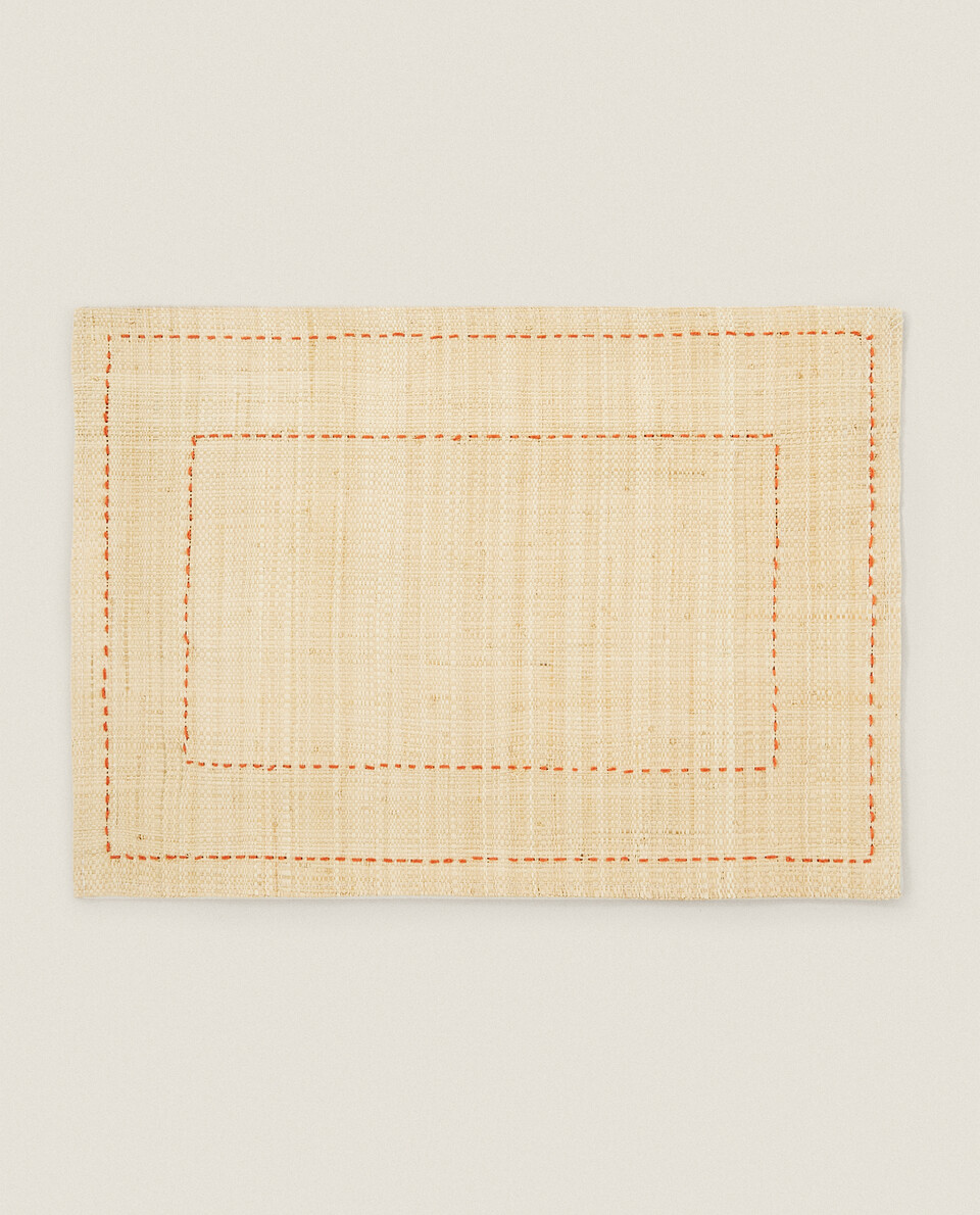 RAFFIA PLACEMAT WITH TOPSTITCHING