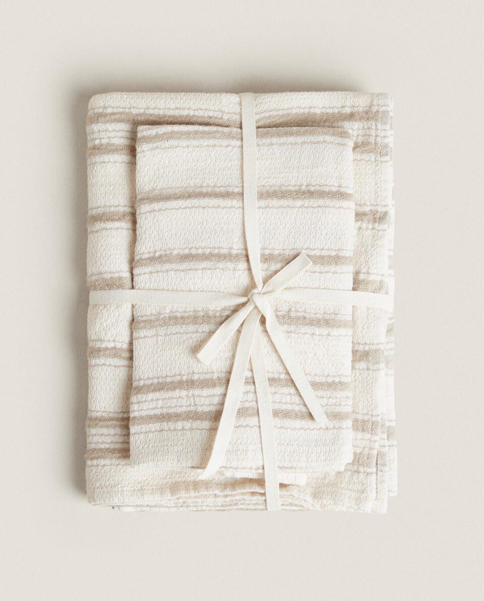 棉质条纹毛巾（2条装）
