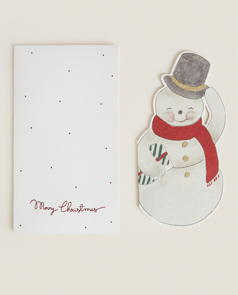 SNOWMAN CARDS AND ENVELOPES (PACK OF 2)