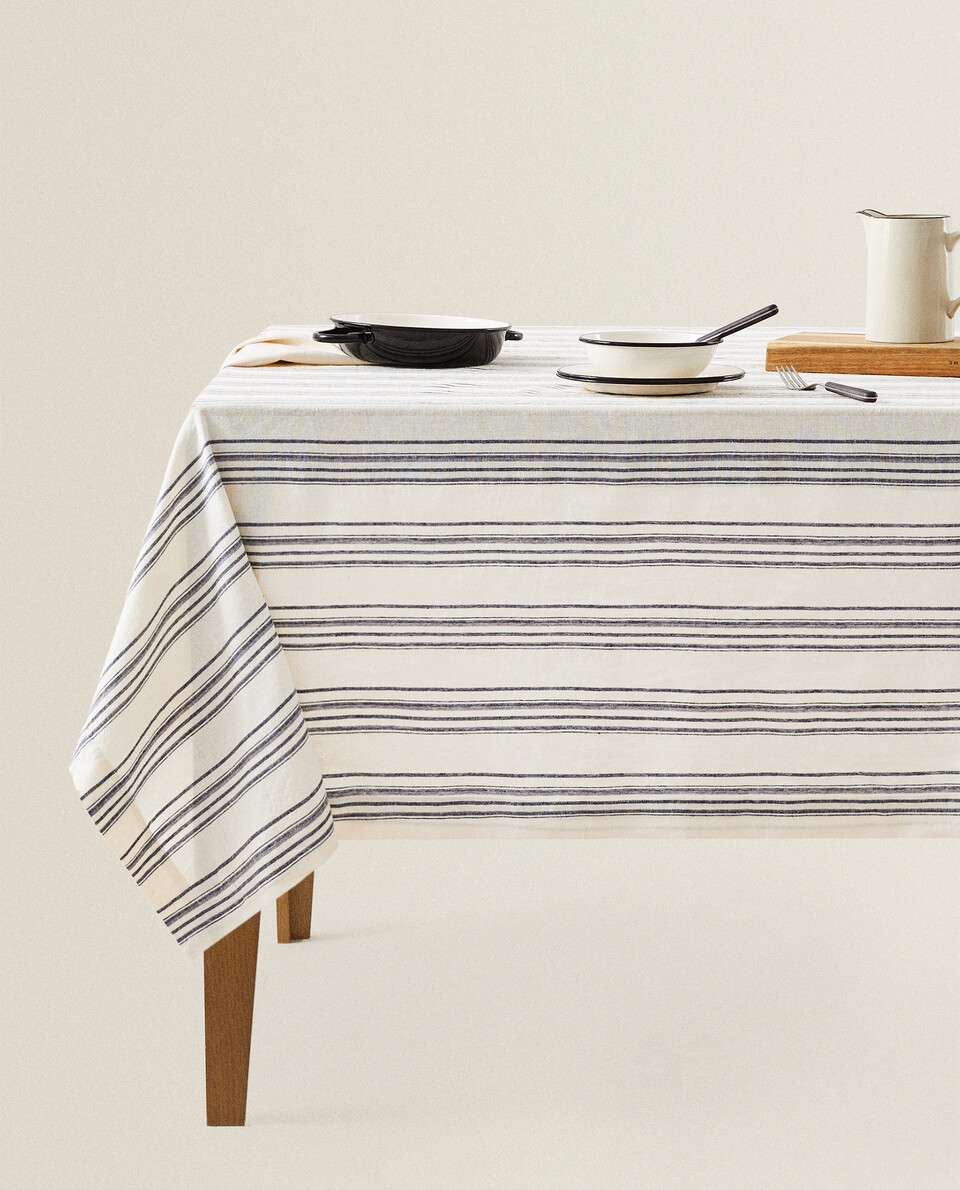 STRIPED LINEN TABLECLOTH