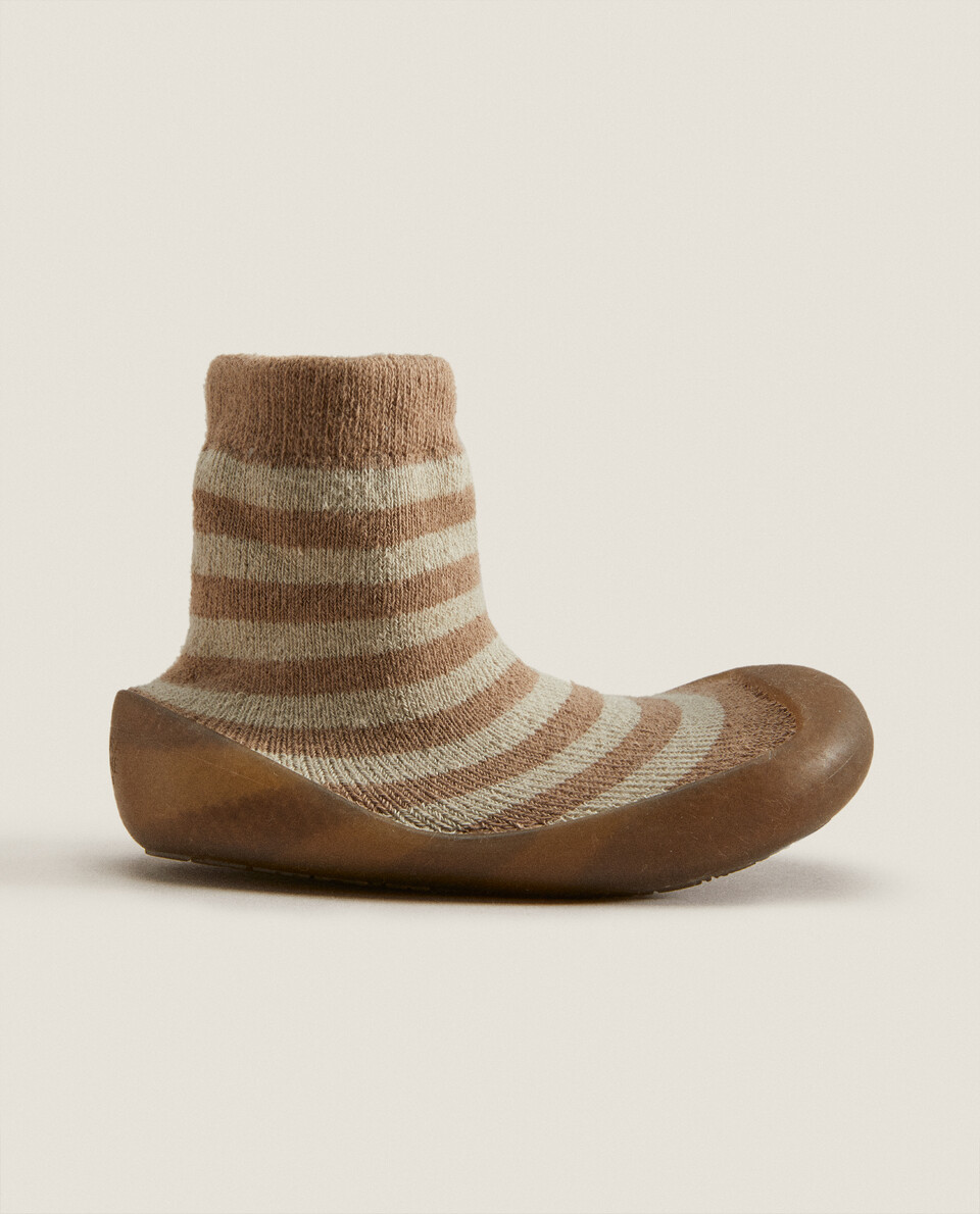 Socks with a striped print.