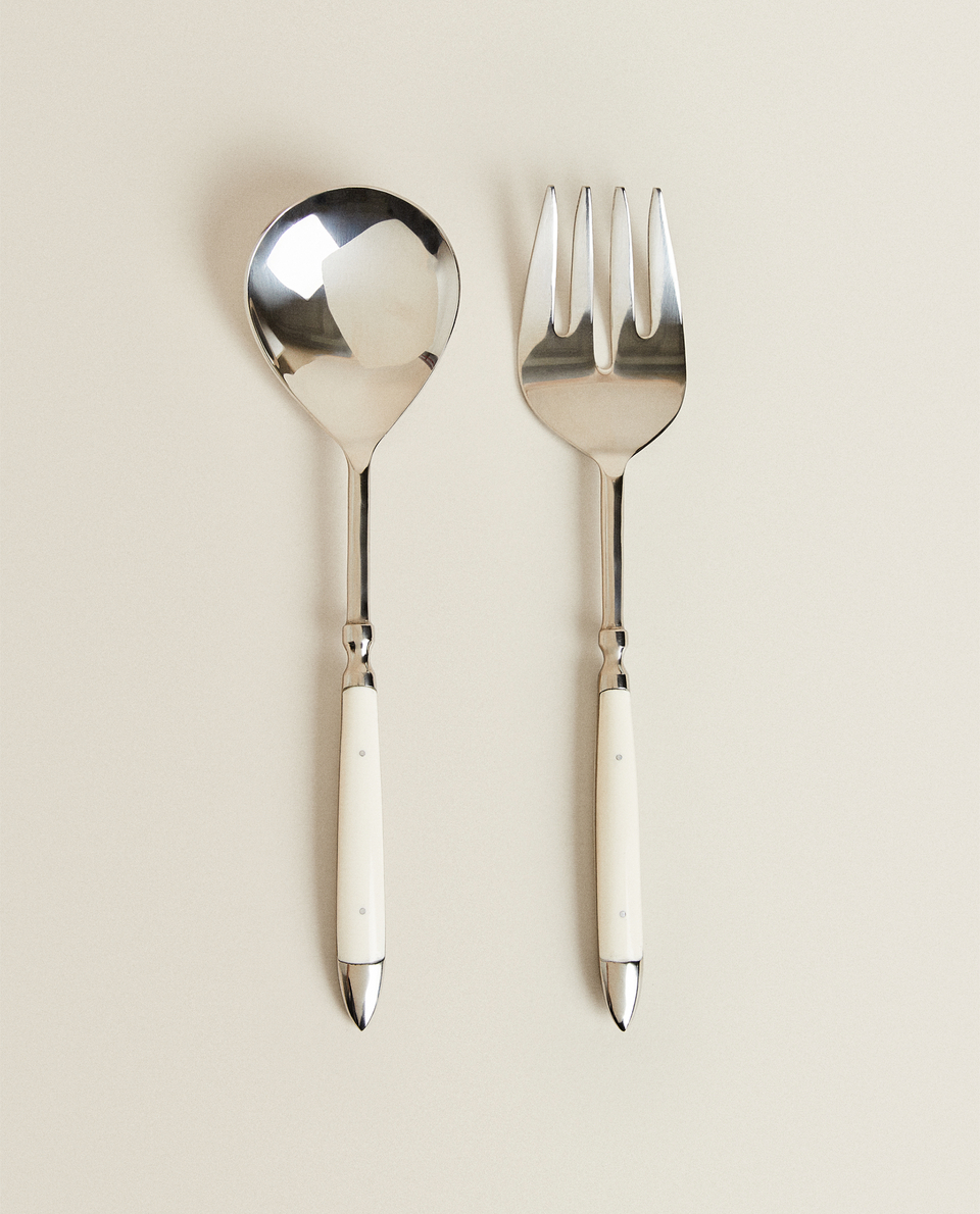 SET OF 2 STEEL AND RESING SERVING CUTLERY PIECES