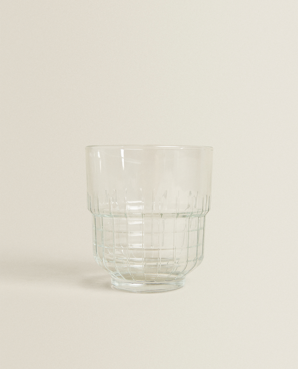 浮雕格纹玻璃杯