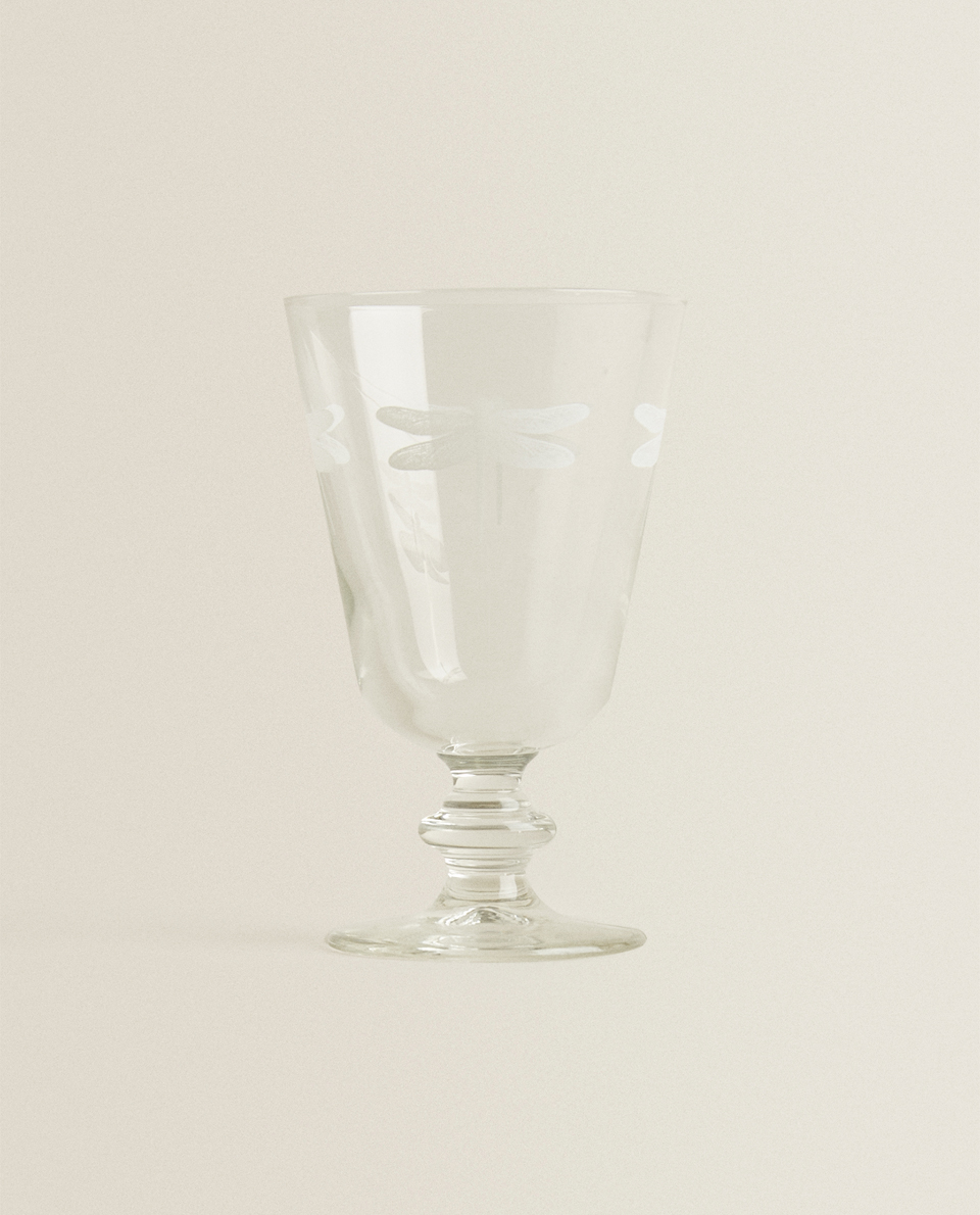 DRAGONFLY TRANSFER WINE GLASS
