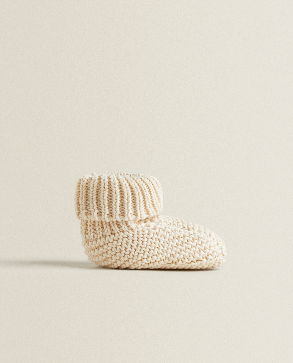 粗针编织棉质婴儿鞋