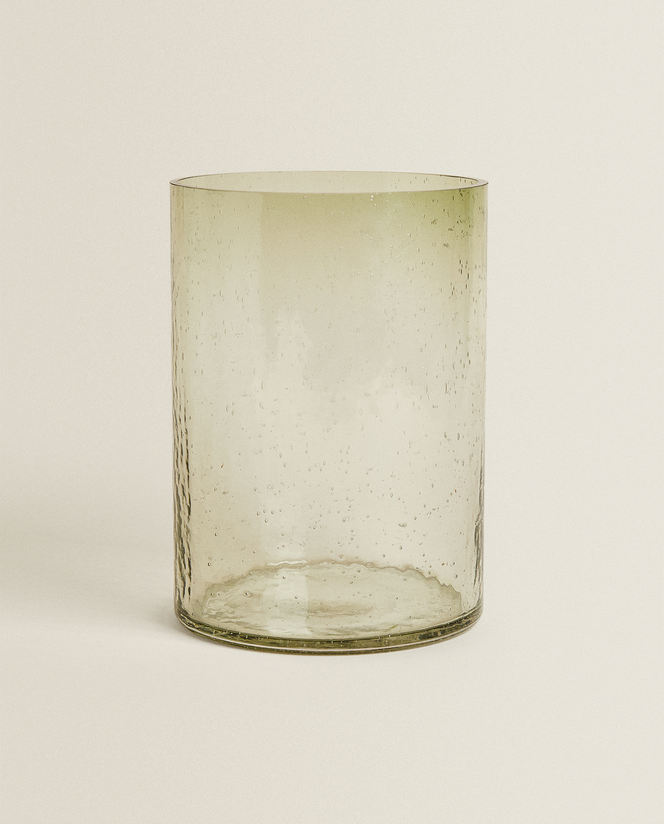 BUBBLE-EFFECT GLASS VASE