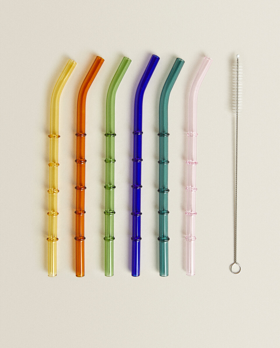 彩色竹子设计硼硅玻璃吸管