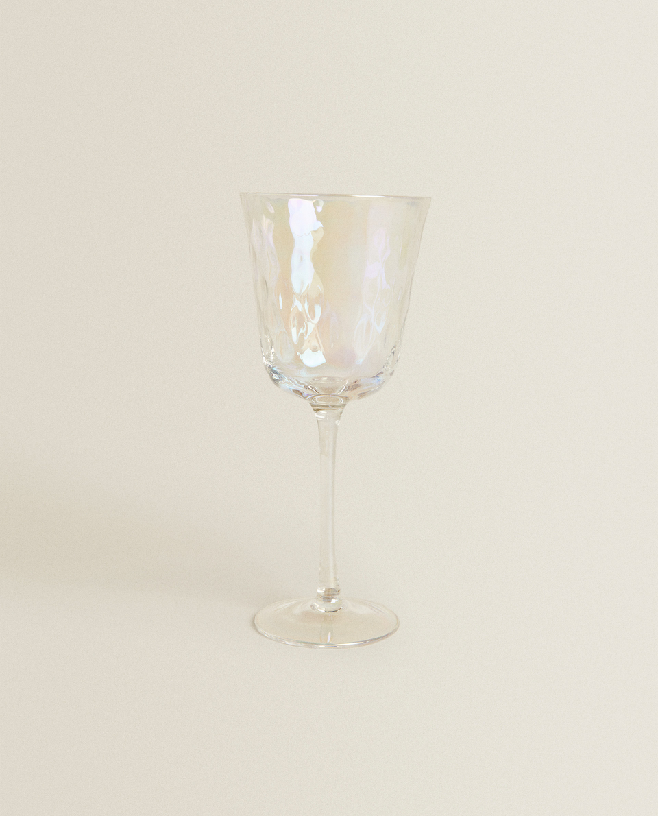 凸纹珍珠效果玻璃葡萄酒杯