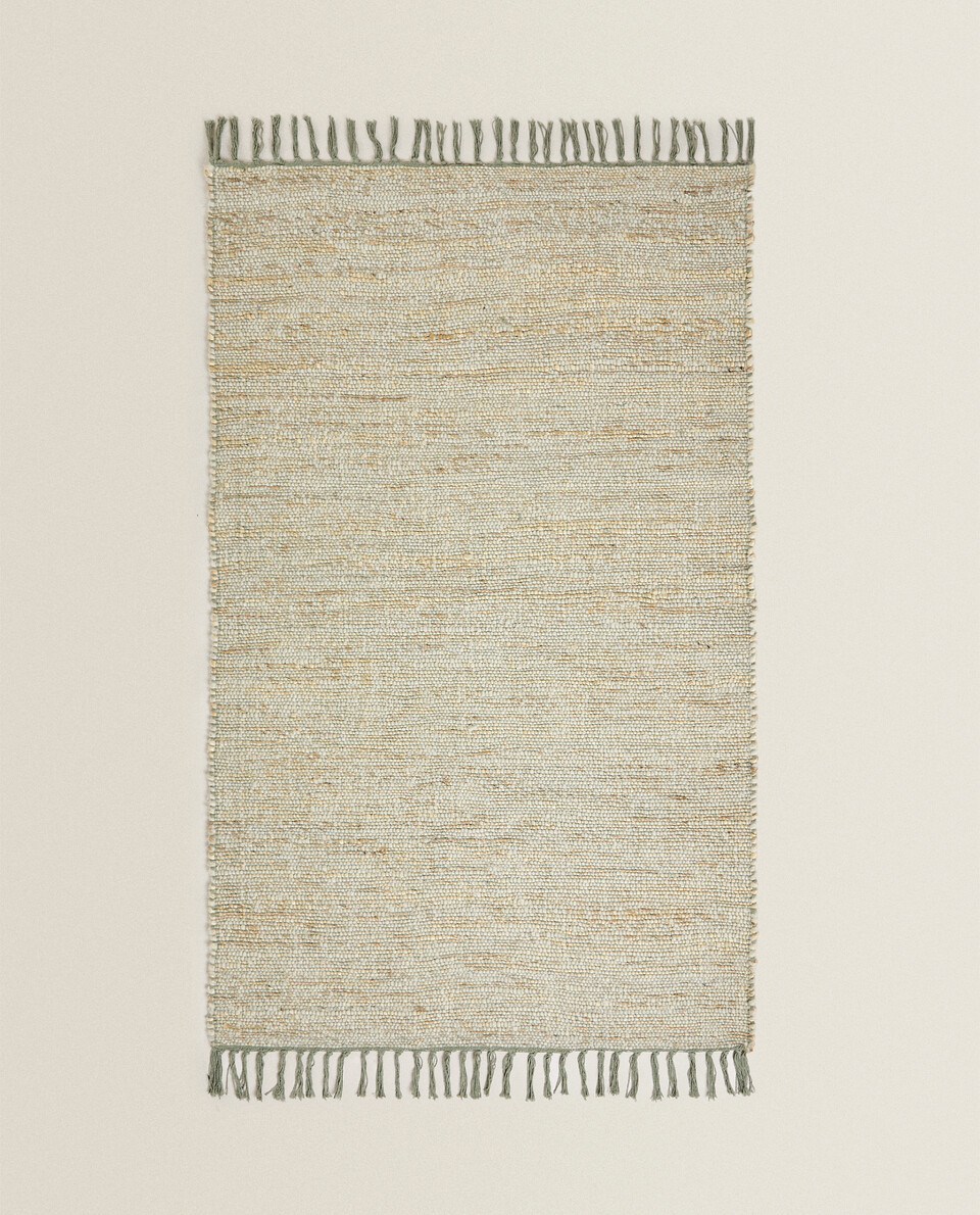 JUTE AND WOOL RUG WITH FRINGING