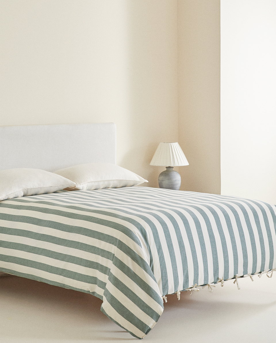 DYED THREAD STRIPED DUVET COVER